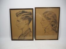 Pair of Portrait Charcoal ? Sketches - Framed Dated 1940 - Signed ROY for sale  Shipping to South Africa