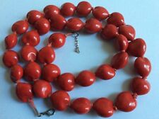 Statement Long Red Heart Bead Necklace Chunky Boho Retro Rockabilly for sale  EDINBURGH