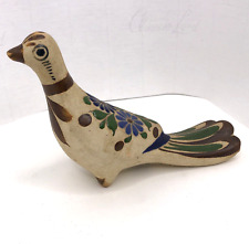 Mexican Pottery Painted Bird Tonala Dove Flowers Sandstone 7", used for sale  Shipping to South Africa