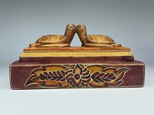Mão esculpida e pintada madeira de madeira slide top bugiganga joias Stash Box tartarugas comprar usado  Enviando para Brazil