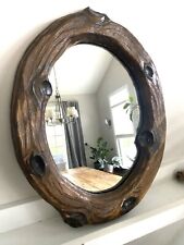 Espelho de parede de madeira rústico feito à mão cabine tronco de árvore lacado madeira primitivo, usado comprar usado  Enviando para Brazil