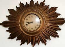 Antique Vintage Art Deco  Sunburst Wall Clock Gold Wooden Frame  for sale  Shipping to South Africa