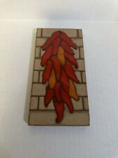 Used, Red Chili Peppers Brick Tile Made In Italy Kitchen Trivet Rectangle Red clay for sale  Shipping to South Africa