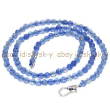 4mm Light Blue Kyanite Round Gemstone Beads Necklace 14-36'' Sterling Silver for sale  Shipping to South Africa