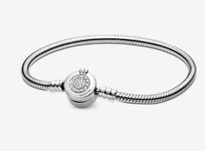Usado, Autêntica pulseira de prata corrente de cobra Pandora coroa cintilante O com caixa 8,3-21cm comprar usado  Enviando para Brazil