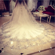 Luxury Bridal Veil with Diamonds Elegant Cathedral Soft Veil Lace  Wedding  Veil for sale  Shipping to South Africa