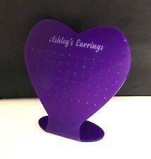 Personalised Earring Stand Display Holder..Heart Shaped Acrylic In Purple for sale  Shipping to South Africa