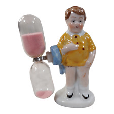 Vintage Egg Timer Porcelain Figurine Girl in Orange Dress Vintage Hourglass for sale  Shipping to South Africa