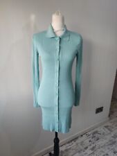 Zara Ladies Mint Green Ribbed jumper short dress size M 10 Stretchy Collared, used for sale  Shipping to South Africa