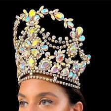 18cm Tall AB Crystal Adjustable Tiara Crown Wedding Queen Princess Prom Pageant for sale  Shipping to South Africa