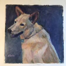 Vintage Framed Oil Painting on Paper Dog Animal Portrait Signed Norma Lasher for sale  Shipping to South Africa