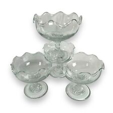 Set of Four Vintage Handblown Glass Sundae Dessert Dishes Twisted Stem Wavy Rim for sale  Shipping to South Africa