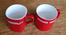2 Vintage Nescafe Coffee  Red MUGS; 1  Squircle Shaped 1 Circular Shaped , used for sale  Shipping to South Africa