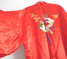 Roupão quimono de seda bordado dragão vermelho tamanho único forrado novo, usado comprar usado  Enviando para Brazil