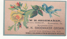 W. H. Shoemaker Órgano Stieff Piano Harrisburg PA Tarjeta Vict Rosa Amarilla c1880s segunda mano  Embacar hacia Argentina