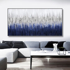 Pintura a óleo feita à mão textura abstrata azul cinza sobre tela paisagem moderna comprar usado  Enviando para Brazil