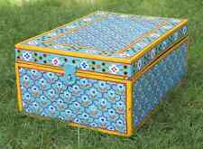 Baú de armazenamento colorido pintado à mão de madeira, caixa de armazenamento, caixa de dote, caixa de casamento comprar usado  Enviando para Brazil