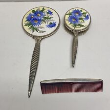 Cepillo y peine espejo de plata esterlina Evans de colección diseño de flores con Wilson segunda mano  Embacar hacia Argentina