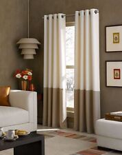 2 Curtainworks Grommet Top Kendall Color Block Curtain Panels in Ivory 52"X108" for sale  Shipping to South Africa