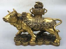 Móveis de latão 9"" decoram riqueza animal cornucópia gado estátua de boi touro comprar usado  Enviando para Brazil