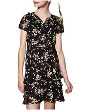 BARDOT JUNIOR Luella sz 14 Girls Black Floral Wrap Ruffle DRESS AS NEW  for sale  Shipping to South Africa