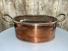 Vintage Oval Copper Planter, Roll Top, Brass Handles, Kitchen Windowsill for sale  Shipping to South Africa