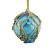 Bóia de pesca com corda náutica azul claro vidro flutuante rede de peixes bola decoração Tiki/Luau comprar usado  Enviando para Brazil