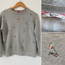 Jumper grey embroidered for sale  COLWYN BAY