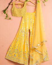 Bollywood Style Party Wear Outfit Pakistani Indian Designer Choli Palazzo Set, used for sale  Shipping to South Africa