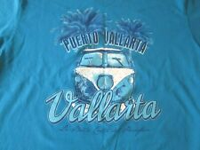 PUERTO VALLARTA VW Micro Bus Surfer/Hippie Bus T-Shirt Aqua Blue Size Medium segunda mano  Embacar hacia Argentina