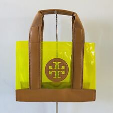 TORY BURCH Solidna żółta Przezroczysta Ella Mini PVC Tote Bag Duże logo, używany na sprzedaż  Wysyłka do Poland