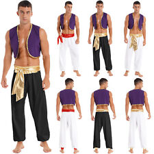 Roupas masculinas fantasia príncipe árabe colete com calças com cinto para festa de Halloween, usado comprar usado  Enviando para Brazil