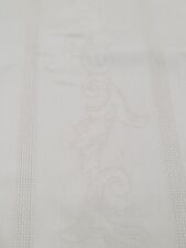 Linen Tablecloth Taupe with Scrollwork 62” X 84” Rectangle Beautiful Condition  for sale  Shipping to South Africa