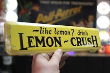 RARE 1950s LIKE LEMON CRUSH STAMPED PAINTED METAL DEALER SIGN SODA POP COKE 7UP for sale  Shipping to South Africa