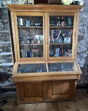 Antique oak & pine glazed bookcase. From A School Hall Used As Trophy Cabinet. for sale  KENDAL