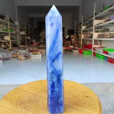 630 g Varita de energía de cristal obelisco de cuarzo natural azul y blanco punto de curación, usado segunda mano  Embacar hacia Argentina