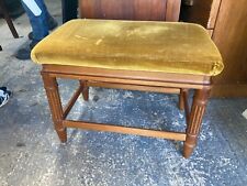 Vintage Brown Pine Stool Vanity Dressing Table with Mustard Yellow Velvet Seat for sale  Shipping to South Africa