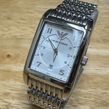 Relógio de quartzo Emporio Armani AR-0273 masculino 50m prata aço retangular nova bateria 7" comprar usado  Enviando para Brazil