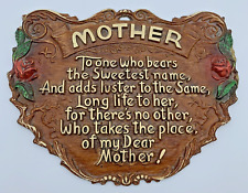 Vintage Mother Poem Wall Plaque Faux Wood Hanging Mothers Day Dorothy for sale  Shipping to South Africa