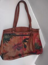 PATRICIA NASH Large Floral Brown Leather Shoulder Bag Purse Organizer Tote for sale  Shipping to South Africa