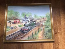 vintage steam train oil painting for sale  BURTON-ON-TRENT