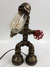 Water Pipe Table Lamp Robot Style - Retro Industrial Steampunk Rustic Preowned, used for sale  Shipping to South Africa