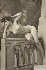 "SUR LA BALUSTRADE"  PARIS SEPIA PHOTO POSTCARD OF EDWARDIAN NUDE GLAMOUR MODEL for sale  Shipping to South Africa