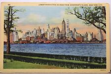 Cartão postal antigo vintage com vista para cartão New York NYC Governor's Island Lower Manhattan comprar usado  Enviando para Brazil