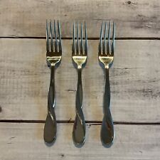 Oneida AQUARIUS Twist Stainless Flatware 3 Dinner Forks Glossy USA 18/10 for sale  Shipping to South Africa