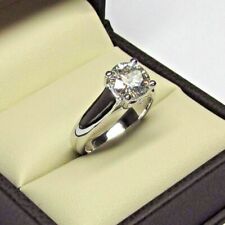 Solitario de diamantes con acabado oro blanco de 14 K, anillo de compromiso blanco corte redondo de 2,50 quilates, usado segunda mano  Embacar hacia Argentina