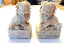 PAIR OLD ORIENTAL SOAPSTONE/ALABASTER FU LIONS for sale  Shipping to South Africa