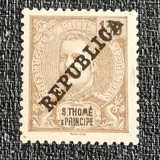 Sao-Tomé-et-Principe 1913 King Carlos I 130R Marron Overprinted Republica MLH/OG comprar usado  Enviando para Brazil