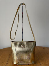 BULAGGI Metallic Gold PU Leather Zip Top Handbag Shoulder/Crossbody Woven Bag for sale  Shipping to South Africa