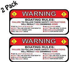 2 Pack Boating Rules Warning Safety Instructions Decal Sticker 2.5" x 5.25" p214, used for sale  Shipping to South Africa